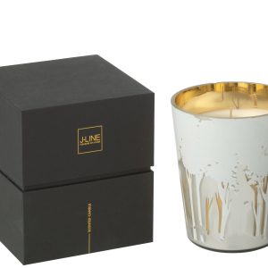 J-Line geurkaars Noa Bos – Ayra – glas – wit/goud – medium – 68U J-Line geurkaars Noa Bos – Ayra – glas – wit/goud – medium – 68U