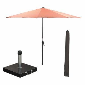 Garden Impressions stokparasol Lotus koper Ø300 cm met 40kg Cosmo voet