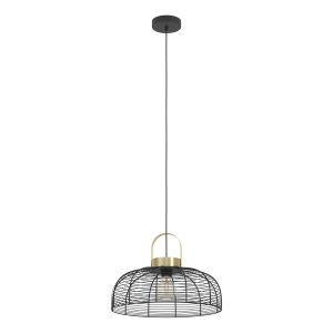 EGLO hanglamp Roundham – e27 – ø 45 cm – zwart/goud – staal EGLO hanglamp Roundham – e27 – ø 45 cm – zwart/goud – staal