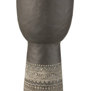 J-Line bloempot Gat Decoratie Etnisch – cement – grijs – large – Ø 23