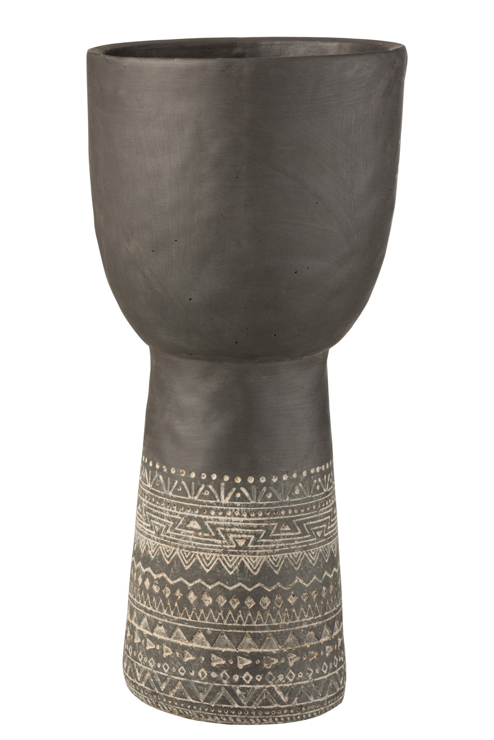 J-Line bloempot Gat Decoratie Etnisch - cement - grijs - large - Ø 23
