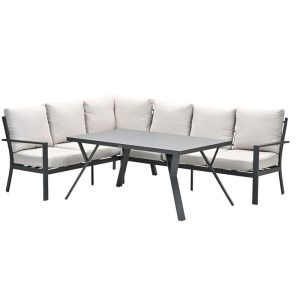 Sergio lounge-diningset – 3-delig – links – carbon black – desert sand