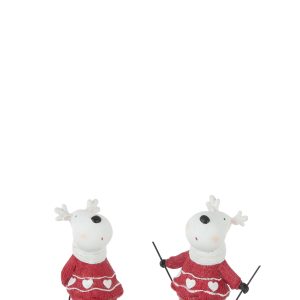J-Line figuur Rendier Skien – polyresin – wit/rood – small – 2 stuks J-Line figuur Rendier Skien – polyresin – wit/rood – small – 2 stuks