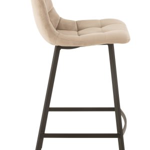 J-Line barstoel Olivier – textiel/metaal – beige – 2 stuks