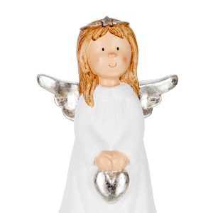 J-Line figuur Kind Engel – polyresin – wit/zilver – medium