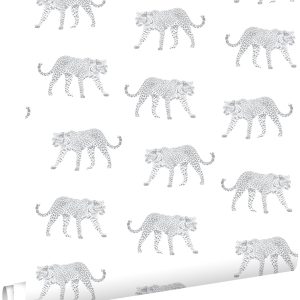 ESTAhome behang panters wit en lichtgrijs – 53 cm x 10.05 m – 139776 ESTAhome behang panters wit en lichtgrijs – 53 cm x 10.05 m – 139776