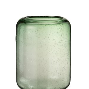J-Line vaas Nora Op Voet Rond – glas – lichtgroen – large – Ø 22 cm