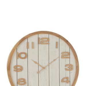J-Line klok – hout – wit/naturel – large – Ø 60 cm J-Line klok – hout – wit/naturel – large – Ø 60 cm