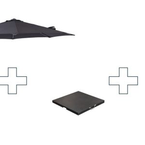 Zweefparasol Hawaii S – met voet en hoes – Zwart – 300 cm Zweefparasol Hawaii S – met voet en hoes – Zwart – 300 cm