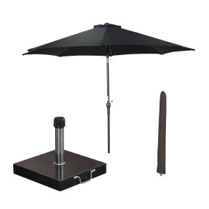 Garden Impressions stokparasol Lotus zwart Ø300 cm met Cosmo voet en h