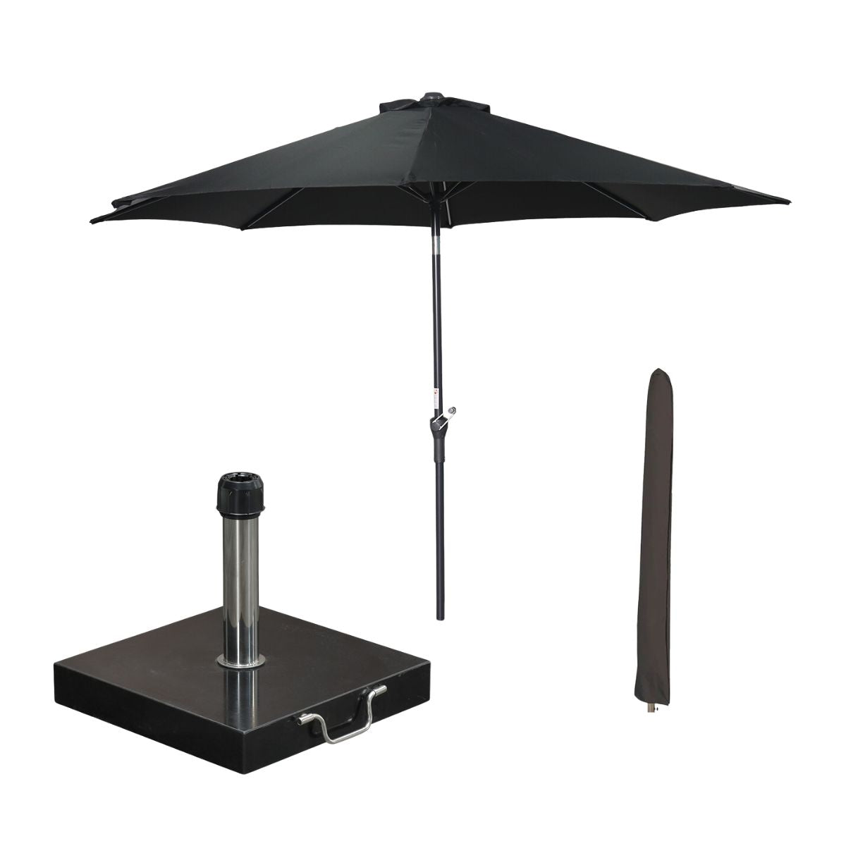 Garden Impressions stokparasol Lotus zwart Ø300 cm met Cosmo voet en h
