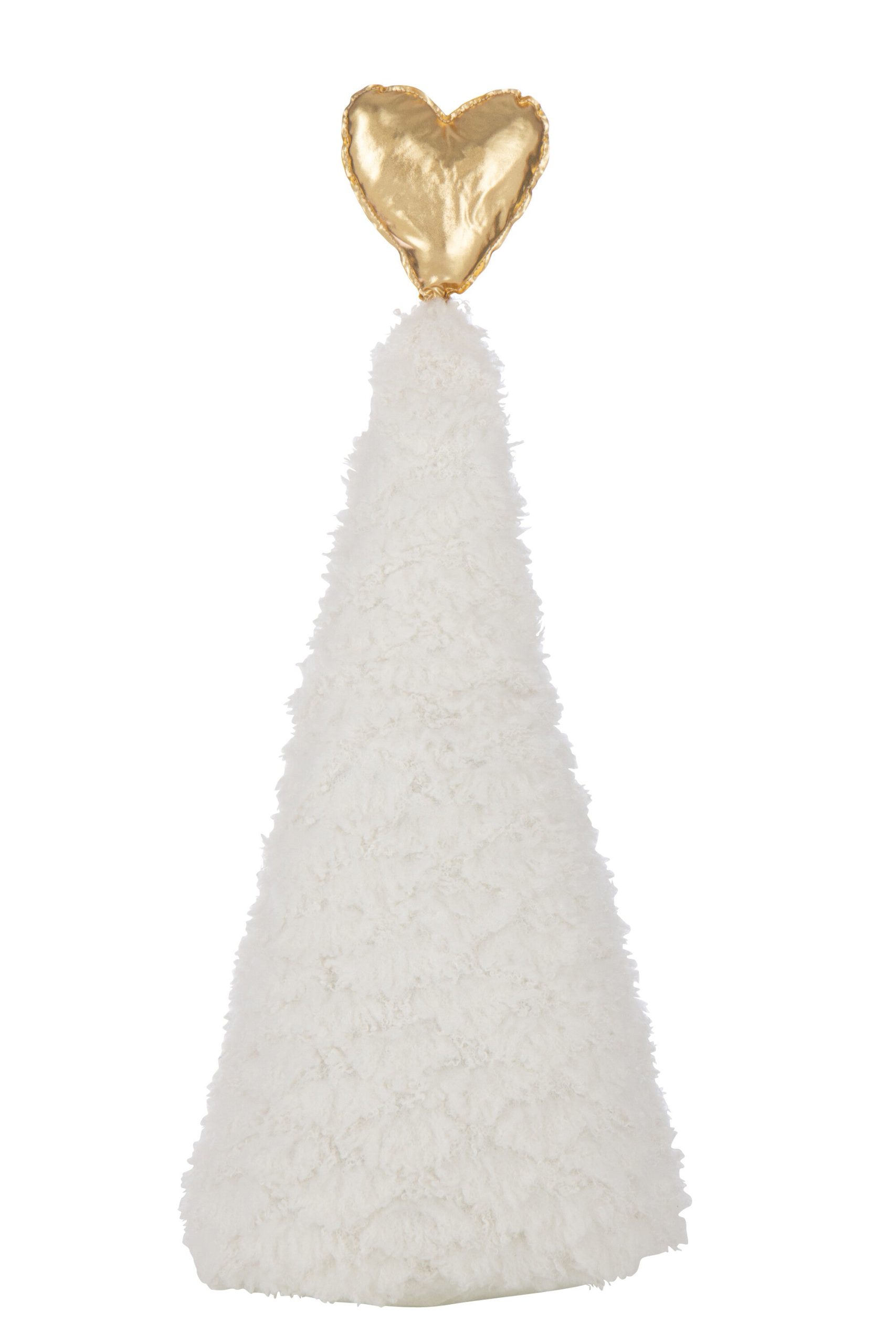 J-Line decoratie Kerstboom Hart - polyresin - wit/goud - large