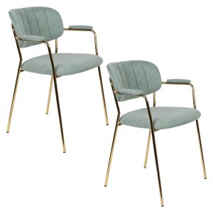 Housecraft Living Jolien Eetkamerstoelen Armleuning Goud/Lichtgroen – Housecraft Living Jolien Eetkamerstoelen Armleuning Goud/Lichtgroen –