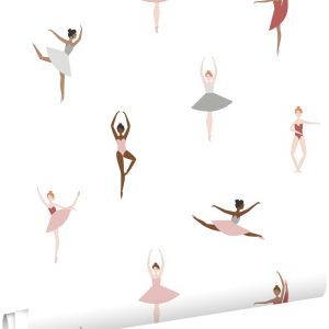ESTAhome behang ballerina's oudroze en vergrijsd blauw – 53 cm x 10.05 ESTAhome behang ballerina's oudroze en vergrijsd blauw – 53 cm x 10.05