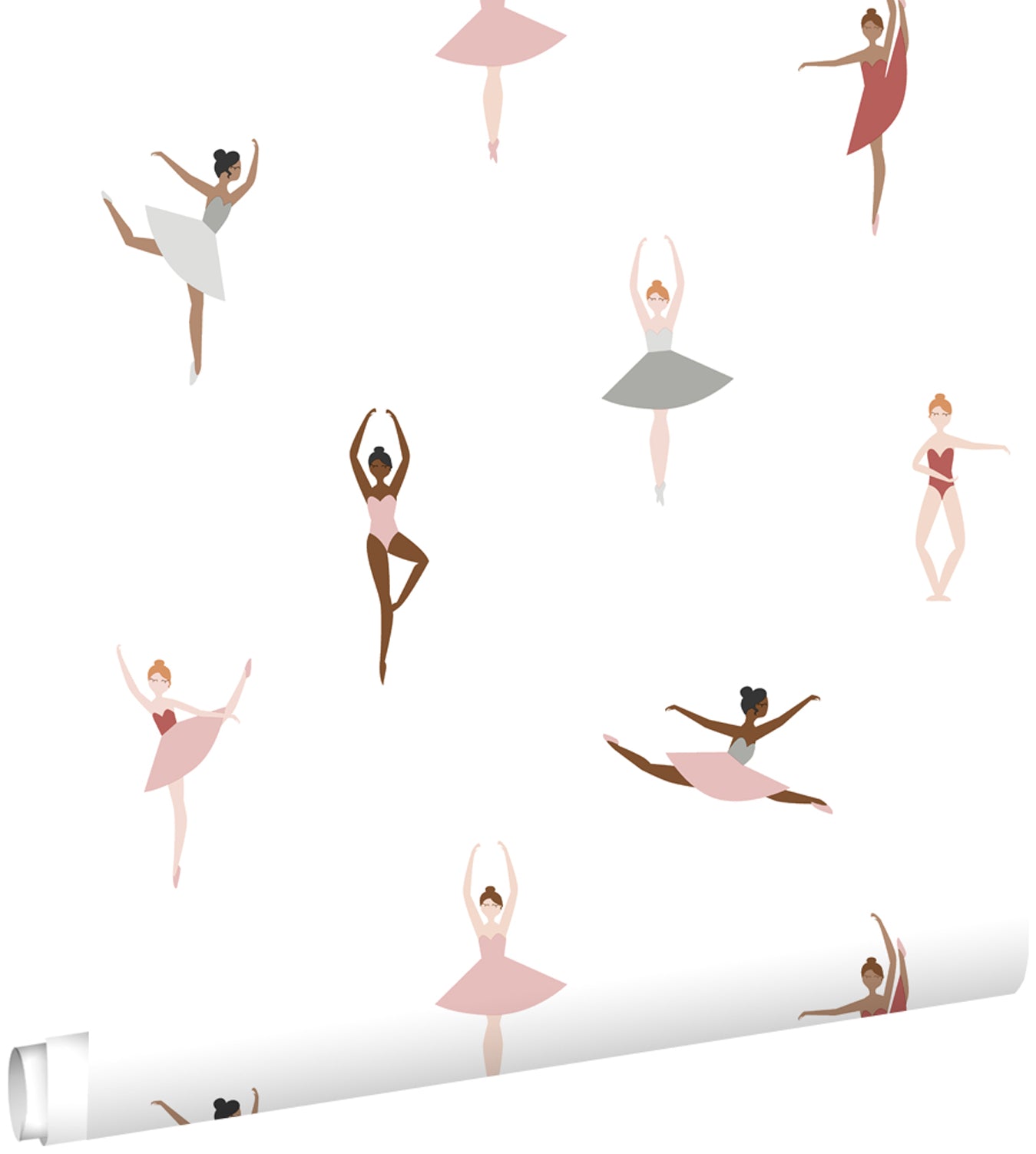 ESTAhome behang ballerina's oudroze en vergrijsd blauw - 53 cm x 10.05