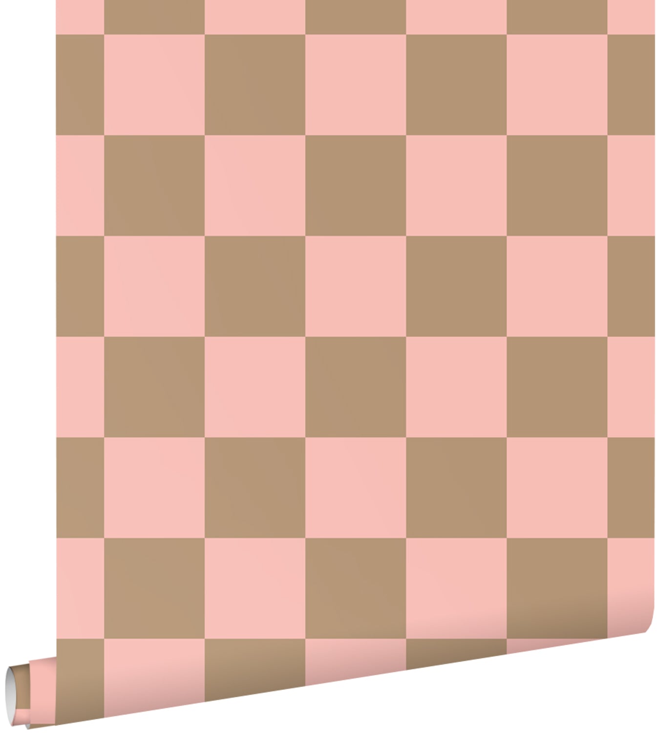 ESTAhome behang geblokt motief roze en beige bruin - 53 cm x 10.05 m -