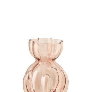J-Line vaas Hubert – glas – zalmroze – small