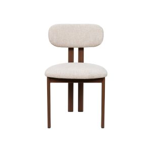 Giga Meubel Eetkamerstoel Noor – Stof/Staal – Beige/Walnoot – Set van Giga Meubel Eetkamerstoel Noor – Stof/Staal – Beige/Walnoot – Set van