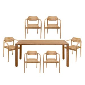Kare Design Tuinmeubilair Bella tafel 200x10cm en 6 stoelen