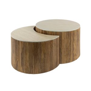 Giga Meubel Salontafel Nuovo – Travertin – Set Van 2 – 60x60x40cm