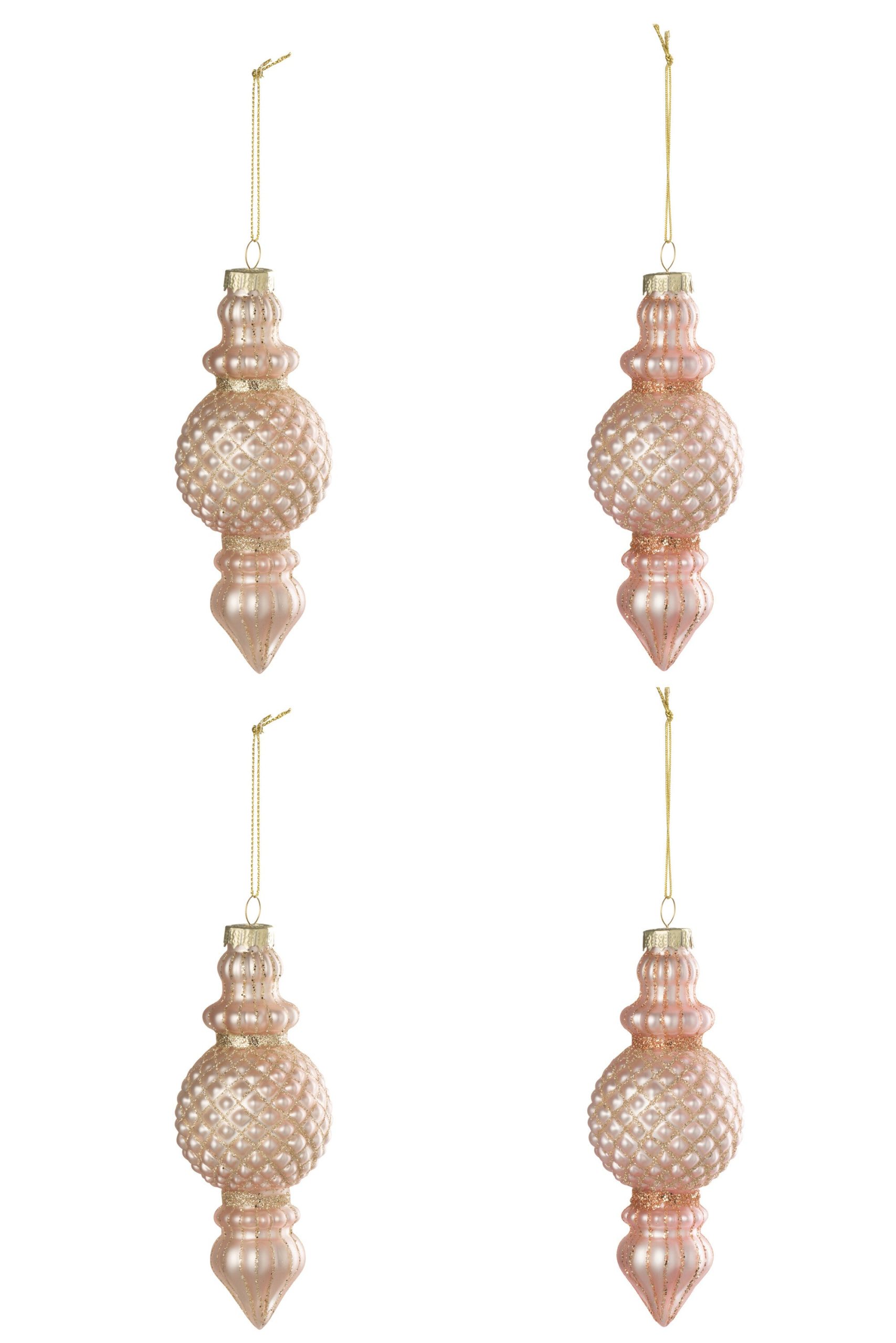 J-Line kerstbal - glas - roze - doos van 4