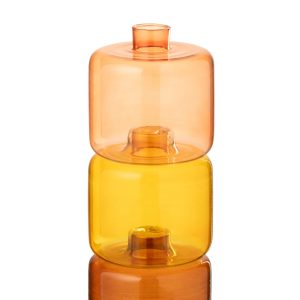 J-Line vaas Rond – glas – oranje – small – 3 stuks