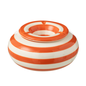 J-Line asbak Granada Stripes – keramiek – wit/oranje – large J-Line asbak Granada Stripes – keramiek – wit/oranje – large