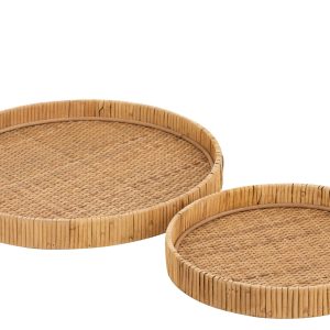 J-Line plateau Rond – dienblad – jute – naturel – 2 stuks J-Line plateau Rond – dienblad – jute – naturel – 2 stuks