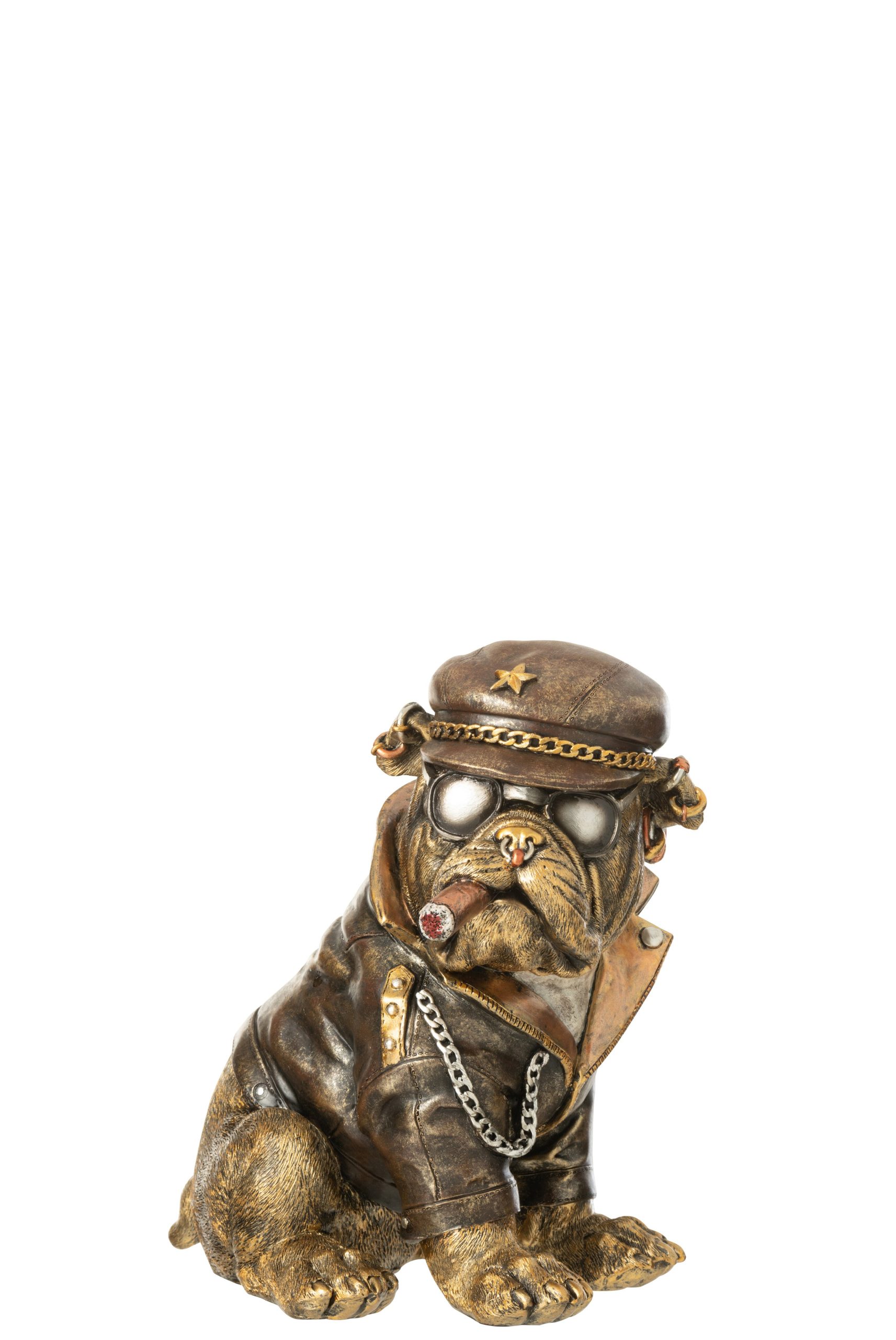 J-Line decoratie Bulldog Sigaret A - polyresin - bruin
