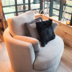 J-Line zetel Swiv – hout/textiel – grijs