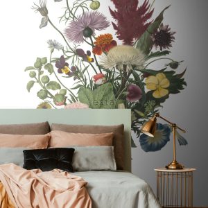ESTAhome fotobehang boeket groen, roze, geel en paars – 186 x 279 cm –