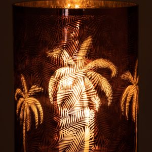J-Line windlicht Palmboom – glas – bruin – extra large J-Line windlicht Palmboom – glas – bruin – extra large