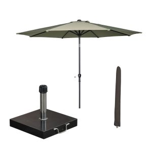 Garden Impressions stokparasol Lotus olijf Ø300 cm met Cosmo voet en h