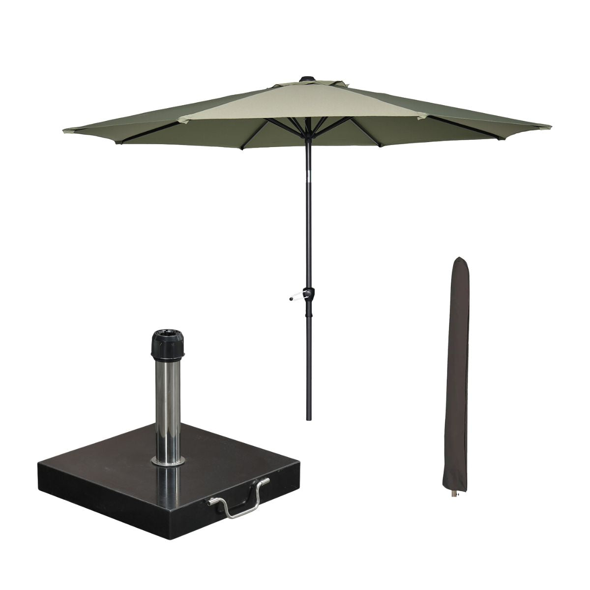 Garden Impressions stokparasol Lotus olijf Ø300 cm met Cosmo voet en h