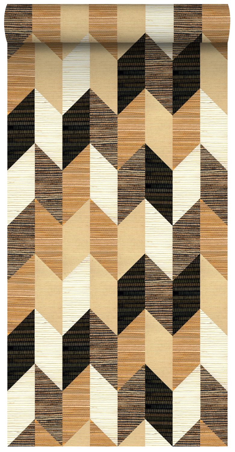 ESTAhome XXL behang grafisch motief zwart, bruin en beige - 50 x 900 c