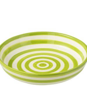 J-Line schaal Granada Stripes Low – keramiek – wit/groen – large – Ø 2 J-Line schaal Granada Stripes Low – keramiek – wit/groen – large – Ø 2