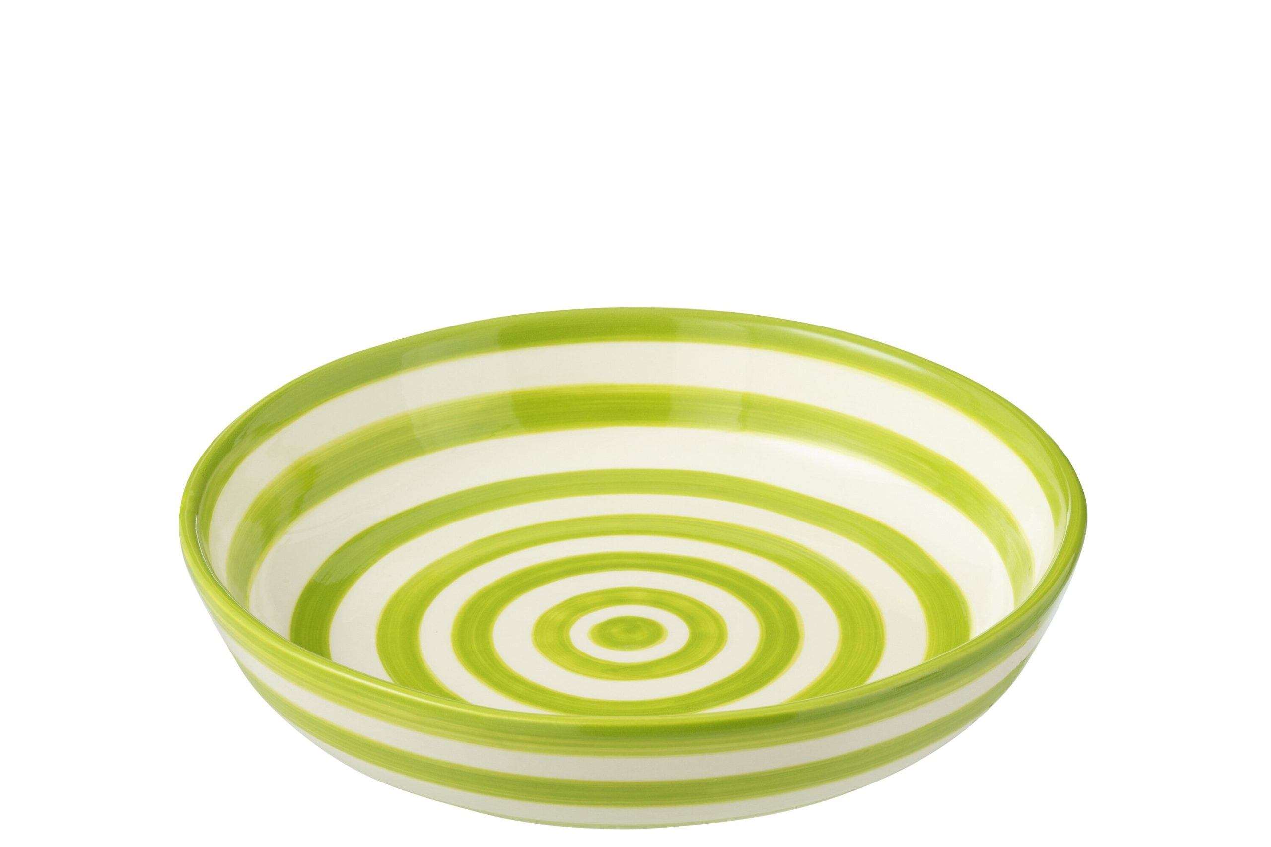 J-Line schaal Granada Stripes Low - keramiek - wit/groen - large - Ø 2
