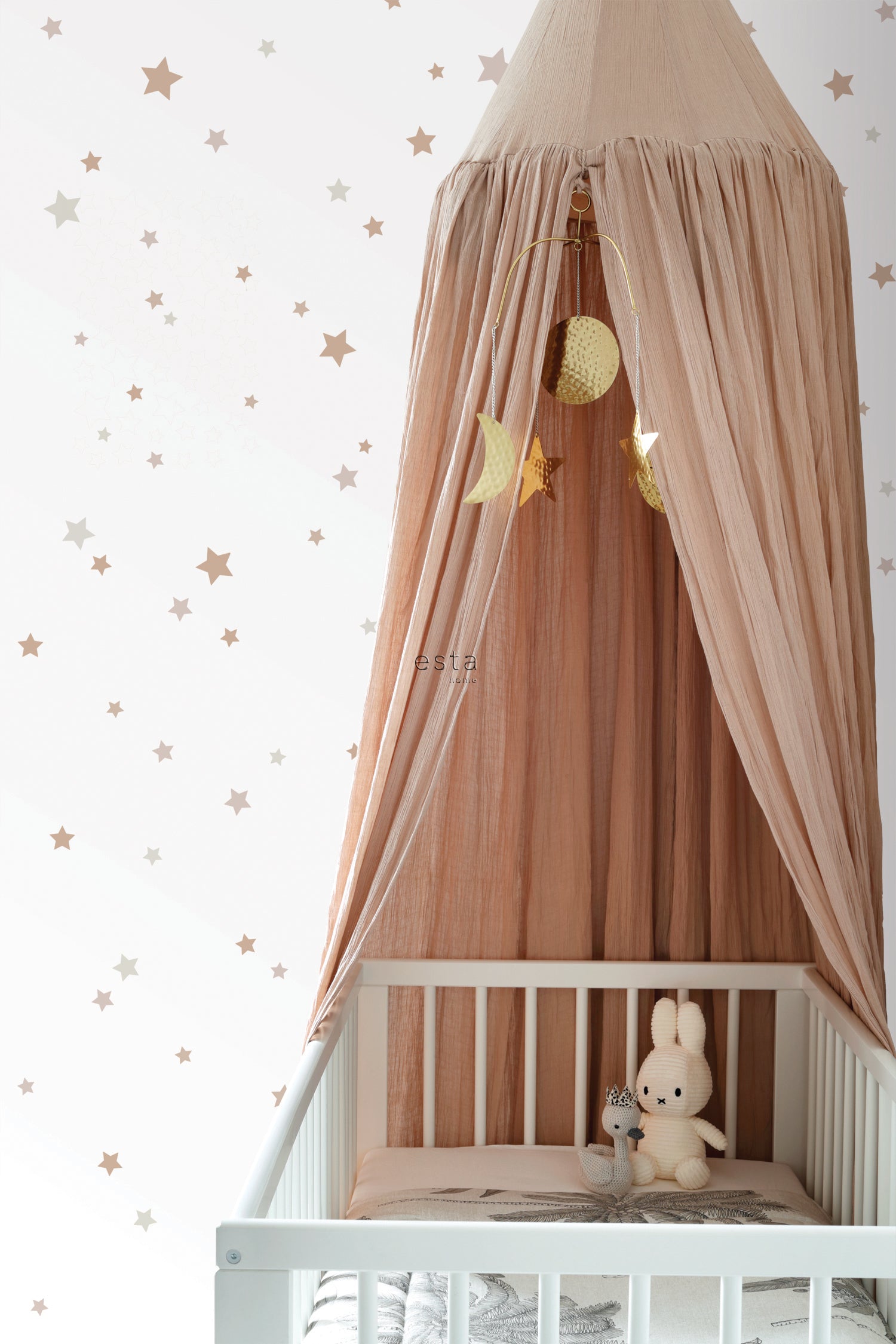 ESTAhome muursticker sterrenhemel zandkleurig en terracotta - 33 x 47.