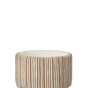 J-Line bloempot Rond Gestreept – cement – bruin/wit – medium J-Line bloempot Rond Gestreept – cement – bruin/wit – medium