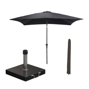 Garden Impressions stokparasol Lotus zwart 250×250 cm met Cosmo voet e