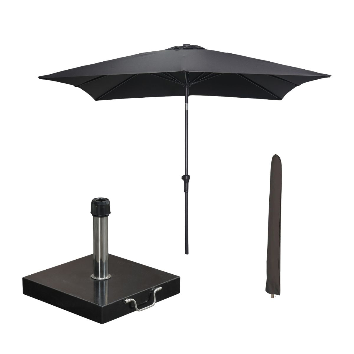 Garden Impressions stokparasol Lotus zwart 250x250 cm met Cosmo voet e