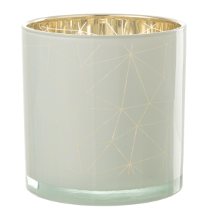 J-Line windlicht Milano – glas – wit/goud – large J-Line windlicht Milano – glas – wit/goud – large
