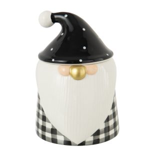 J-Line voorraadpot Kerstman Dolomiet – keramiek – zwart/wit