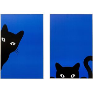 Kare Design Schilderij speelse katten zwart (2/Set)