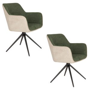 Housecraft Living Daley Eetkamerstoelen Armleuning Beige/Groen – Set v Housecraft Living Daley Eetkamerstoelen Armleuning Beige/Groen – Set v