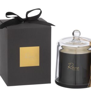 J-Line geurkaars Stolp Rêves Noir – Rainbow Reef – glas – zwart – larg