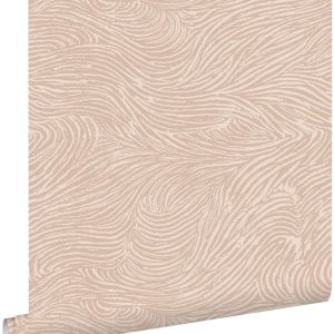 ESTAhome behang 3d golvende lijnen zacht roze – 53 cm x 10.05 m – 1396