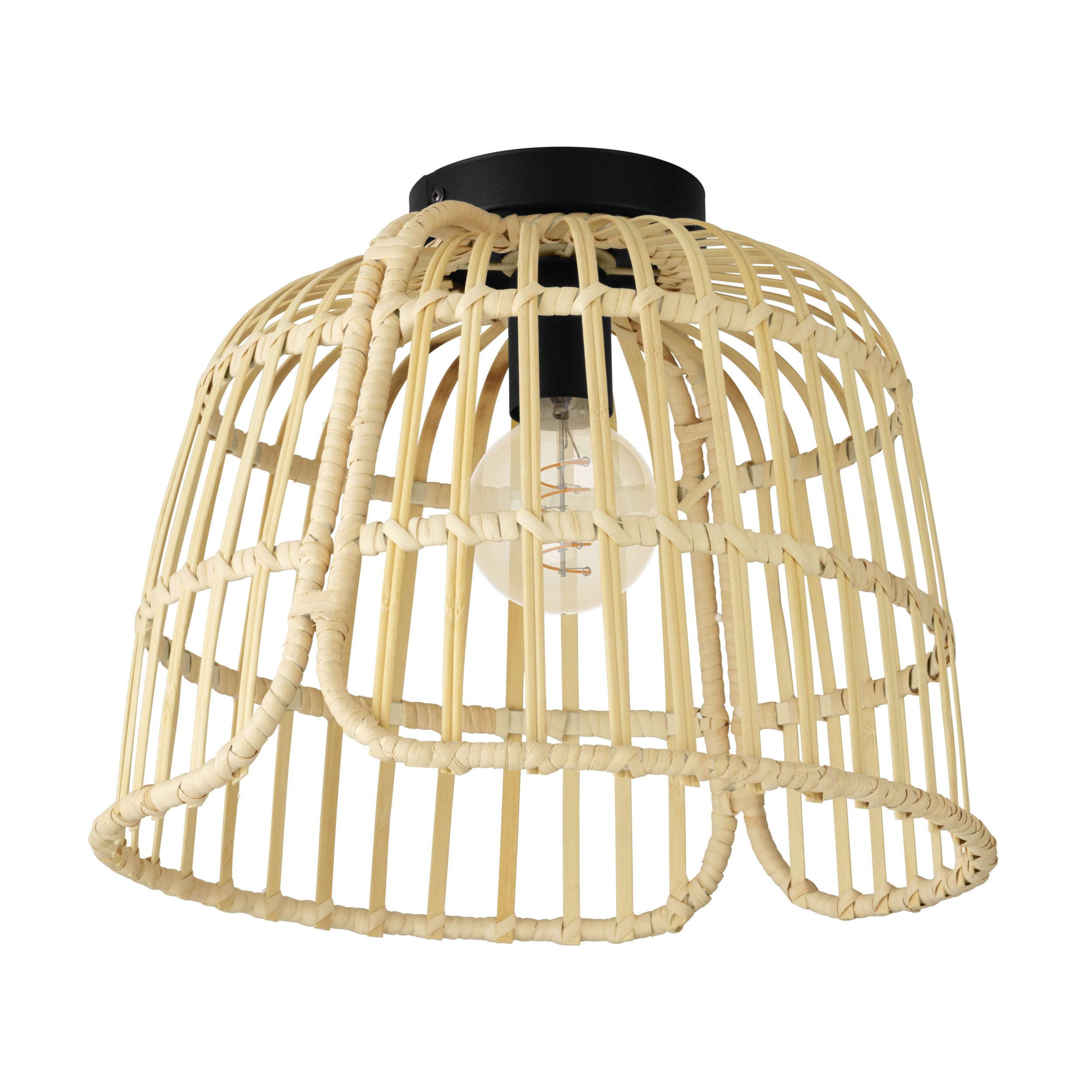 EGLO plafondlamp Glyneath - e27 - ø 37,5 cm - zwart/hout