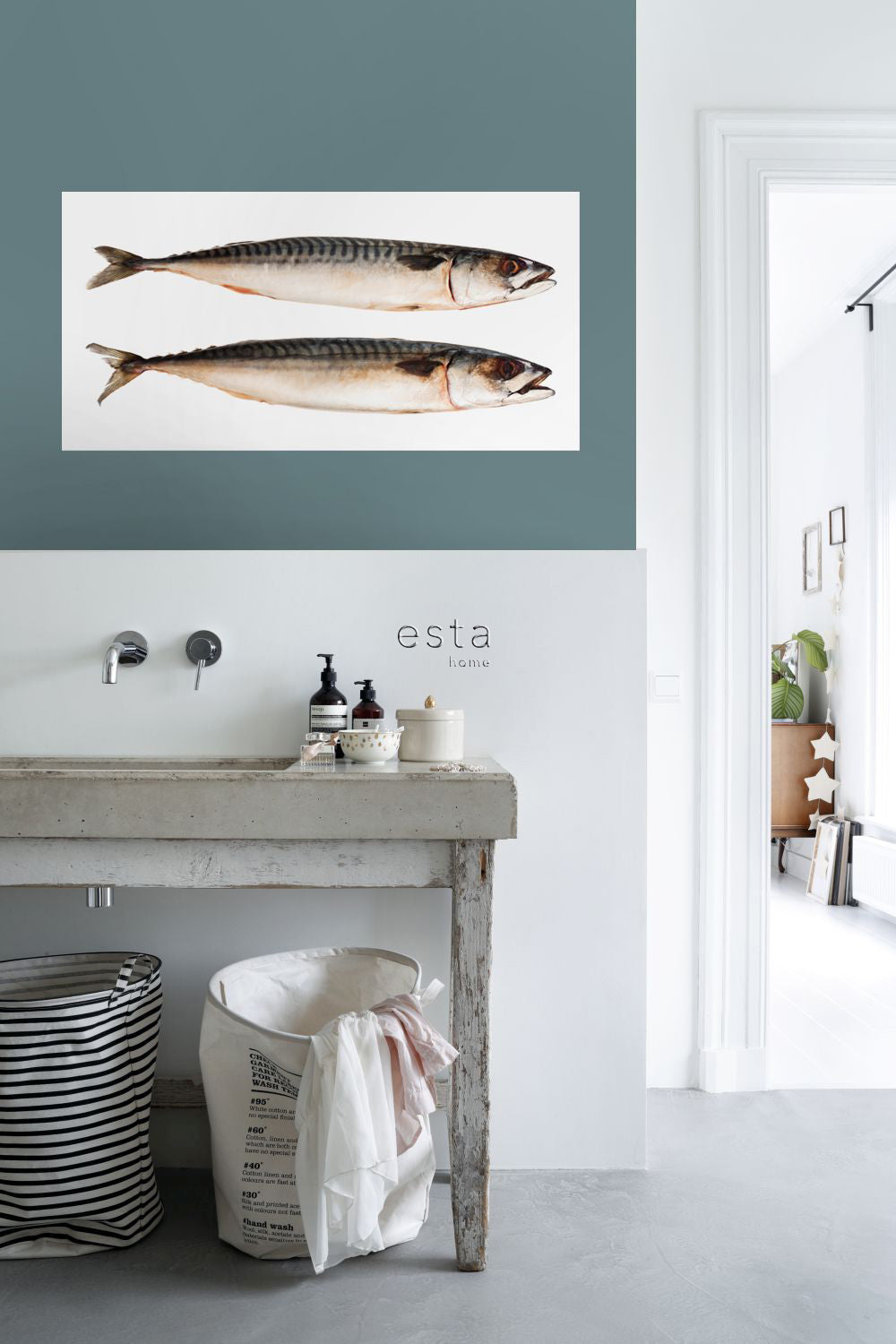 ESTAhome muursticker vissen grijs - 97 x 48.5 cm - 159040