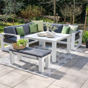 Garden Impressions Cube sportbank – mat wit – reflex black